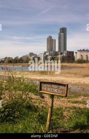 London UK 01st May 2016. Woodberry Wetlands nature reserve opens to the public. Open for unrestricted access for the first time in its two hundred year history, Woodberry Wetlands is a vast wildlife oasis near Finsbury Park in the borough of Hackney. Spanning 11 hectares, this long term project of habitat improvement and heritage restoration is situated upon a stretch of the New River and engulfs Stoke Newington East Reservoir. Credit: Patricia Phillips/Alamy Live News Stock Photo