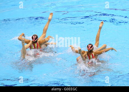 Japan team group (JPN),  MAY 1, 2016 - Synchronized Swimming :  The 92nd Japan Synchronised Swimming Championships Open 2016  Women's Team Free Routine Final  at Tatsumi International pool in Tokyo, Japan.  (Photo by AFLO SPORT) Stock Photo