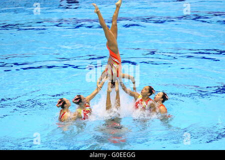 Japan team group (JPN),  MAY 1, 2016 - Synchronized Swimming :  The 92nd Japan Synchronised Swimming Championships Open 2016  Women's Team Free Routine Final  at Tatsumi International pool in Tokyo, Japan.  (Photo by AFLO SPORT) Stock Photo