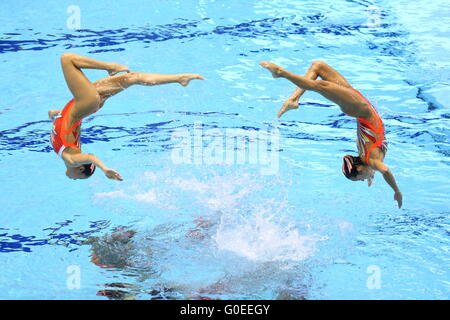 Japan team group (JPN),  MAY 1, 2016 - Synchronized Swimming :  The 92nd Japan Synchronised Swimming Championships Open 2016  Women's Team Free Routine Final  at Tatsumi International pool in Tokyo, Japan.  (Photo by AFLO SPORT) Stock Photo