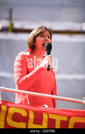 London, 1 May 2016 - Frances O'Grady. General Secretary of TUC addresses the rally in Clerkenwell Green. Thousands take part in May Day rally in London followed by a march to Trafalgar Square Credit:  Dinendra Haria/Alamy Live News Stock Photo