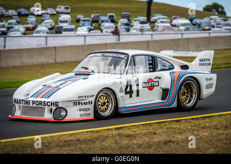 Sydney, Australia. 01st May, 2016. Historic Porsche 935-77 based on the 911 Turbo (930) and the only rear ended car to win in 1979, was transported from the Porsche Museum for display during the Porsche Rennsport Australia Motor Racing Festival 2016 at the Sydney Motorsport Park. © Hugh Peterswald/Pacific Press/Alamy Live News Stock Photo