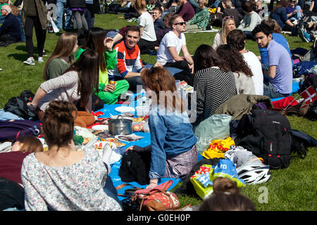Copenhagen, Denmark, May 1st, 2016: Participants at the Labour Day Celebration in Faelledparken, Copenhagen. Credit:  OJPHOTOS/Alamy Live News Stock Photo