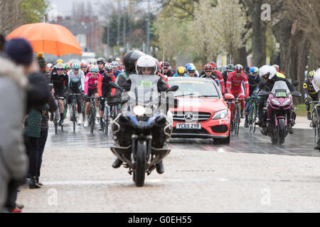 Middlesbrough, England. 1st May 2016.  stage 3 of the Tour de Yorkshire is underway as riders are lead out by Official vehicles Credit: Dan Cooke/Alamy Live News Stock Photo