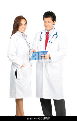 Diverse Male Female Doctor Team Smiling Charts At Stock Photo