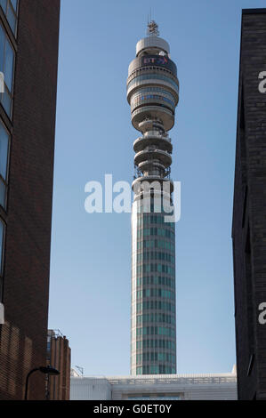 BT Tower frpm Howland Street, Fitzrovia, London Borough of Camden, London, England, United Kingdom Stock Photo
