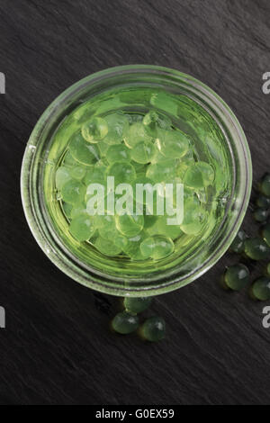 mint caviar, molecular gastronomy Stock Photo