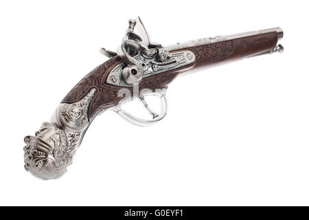 Antique musket on white background Stock Photo