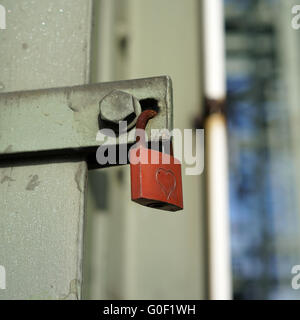 padlock of a amorous couple on the Hohenzollern Br Stock Photo