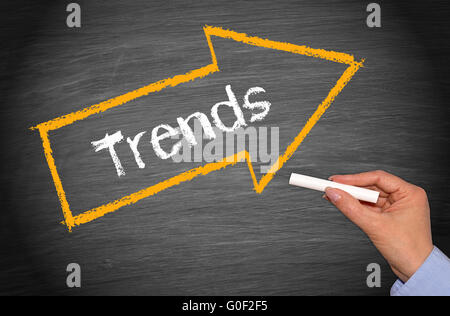 Trends - arrow with text Stock Photo