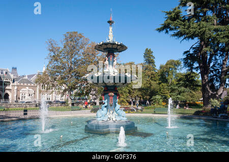 The Peacock Fountain, Christchurch Botanical Gardens, Christchurch, Canterbury, South Island, New Zealand Stock Photo