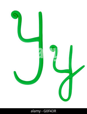 The letter Y of plasticine on a white background. Stock Photo