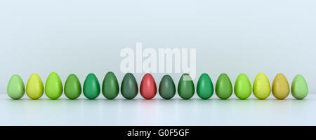 A Row of 16 Colorful Eastereggs Stock Photo