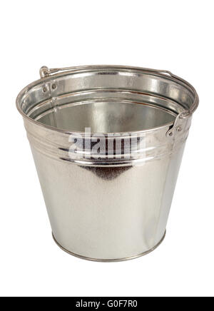 Metallic bucket Isolated on white background Stock Photo