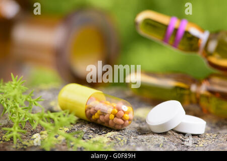 alternative medicine with homeopathic pills Stock Photo