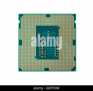 Computer CPU Processor Chip from the bottom side Stock Photo