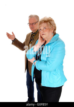 Husband arguing with his wife. Stock Photo