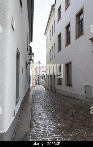 alleyway in historic center town Freiberg, Saxony Stock Photo