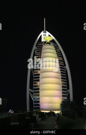 Dubai Burj Al Arab at night Stock Photo