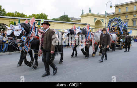 opening parade of Oktoberfest in Munich Stock Photo