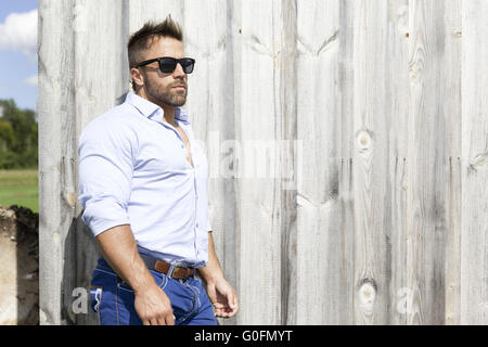 man outdoor background Stock Photo