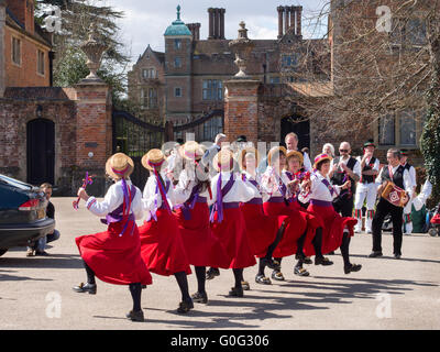 Women English folk dancers in the Square at Chilham Kent UK Stock Photo