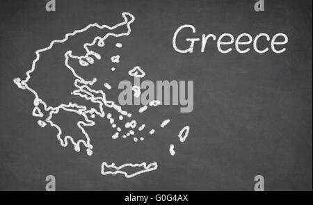 Greece map drawn on chalkboard Stock Photo