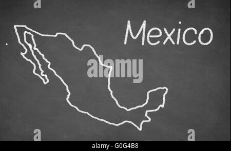 Mexico map drawn on chalkboard Stock Photo