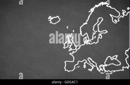 Europe map drawn on chalkboard Stock Photo