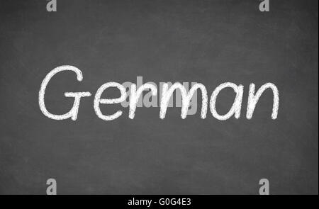 German lesson on blackboard or chalkboard. Stock Photo