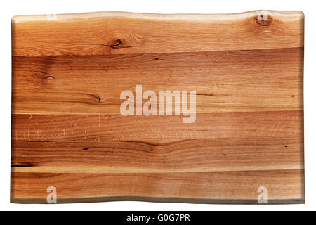 Wooden board isolated on white. Natural oak wood. Stock Photo