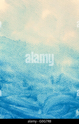 Blue watercolor paint on canvas. Abstract art background. Stock Photo