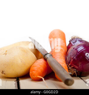 basic vegetable ingredients carrot potato onion Stock Photo