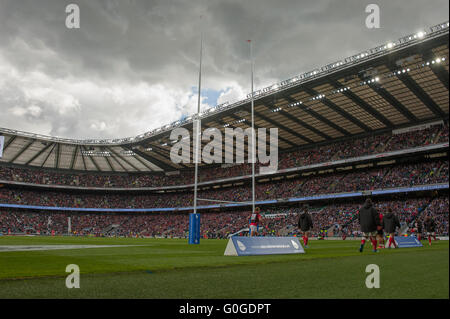 Twickenham Stadium, UK. 30th April 2016. Royal Navy take Combined Services Cup at the Babcock Trophy match against the Army. Stock Photo