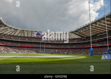 Twickenham Stadium, UK. 30th April 2016. Royal Navy take Combined Services Cup at the Babcock Trophy match against the Army. Stock Photo