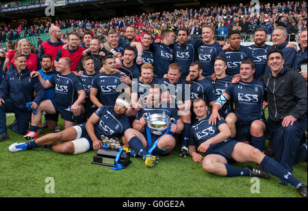 Twickenham Stadium, UK. 30th April 2016. Royal Navy take Combined Services Cup at the Babcock Trophy match against the Army. Stock Photo