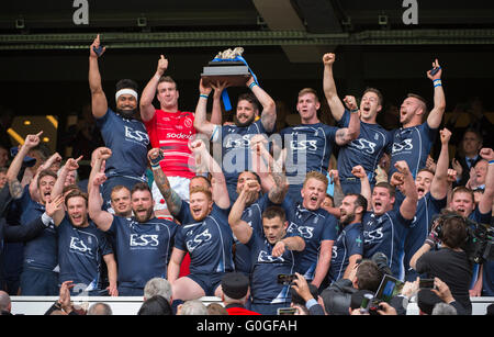 Twickenham Stadium, UK. 30th April 2016. Royal Navy take Combined Services Cup at the Babcock Trophy match against the Army. Stock Photo