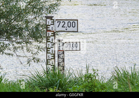 Water level indicator in the Ruhr Stock Photo