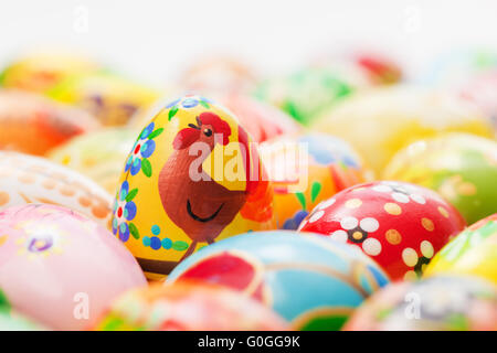 Handmade Easter eggs collection.  Chicken painted Stock Photo
