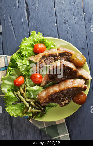 Grilled lamb loin chops overhead Stock Photo