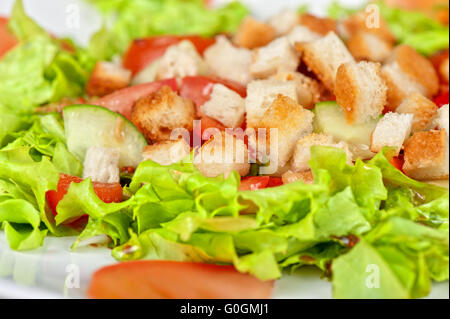 Vegetable salad with crackers Stock Photo