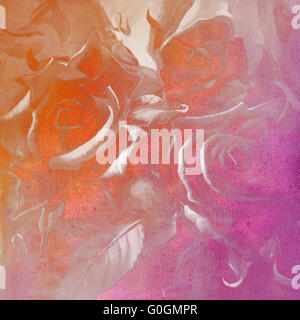 Texture Roses Painted hand painted roses motif with textures added digitally Stock Photo - Alamy