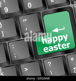 happy Easter text button on keyboard with soft focus vector illustration Stock Photo