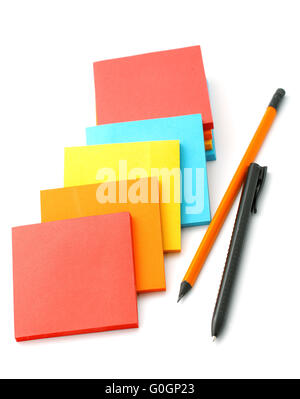 Stickers and pencils isolated on a white background Stock Photo