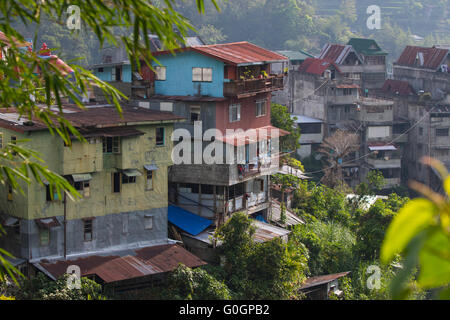 A view overlooking part of Banaue town proper located in the Cordilleras region,Luzon,Philippines Stock Photo