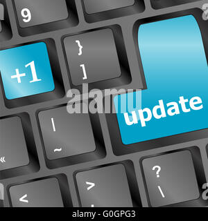 Upgrade computer key on blue keyboard vector illustration Stock Photo