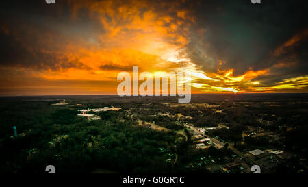 aerial view over york south carolina at sunset Stock Photo