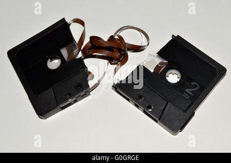 A Broken cassette tape. Stock Photo