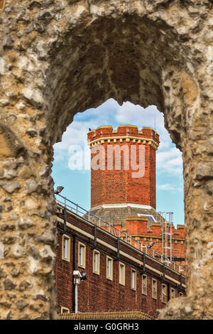 Reading Gaol Viewed From Abbey Ruins UK Stock Photo