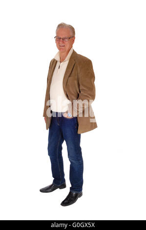 Senior man in jacket and jeans. Stock Photo